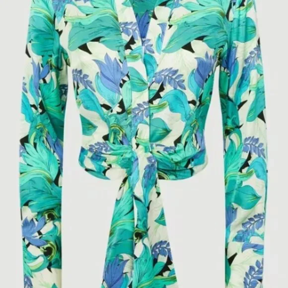 REISS Dana Tie Front Shirt – Aquamarine – US 4 – NWT - Picture 11 of 11